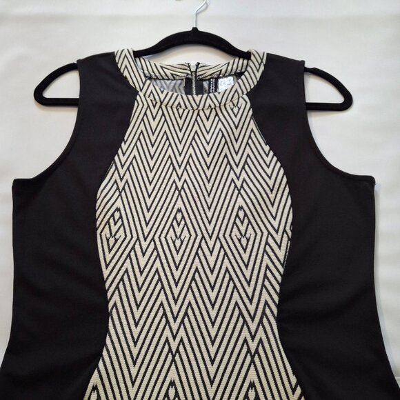 Divided H&M Color Block Bodycon Dress Size 14 Chrome Back Zipper Sleeveless - Picture 6 of 14